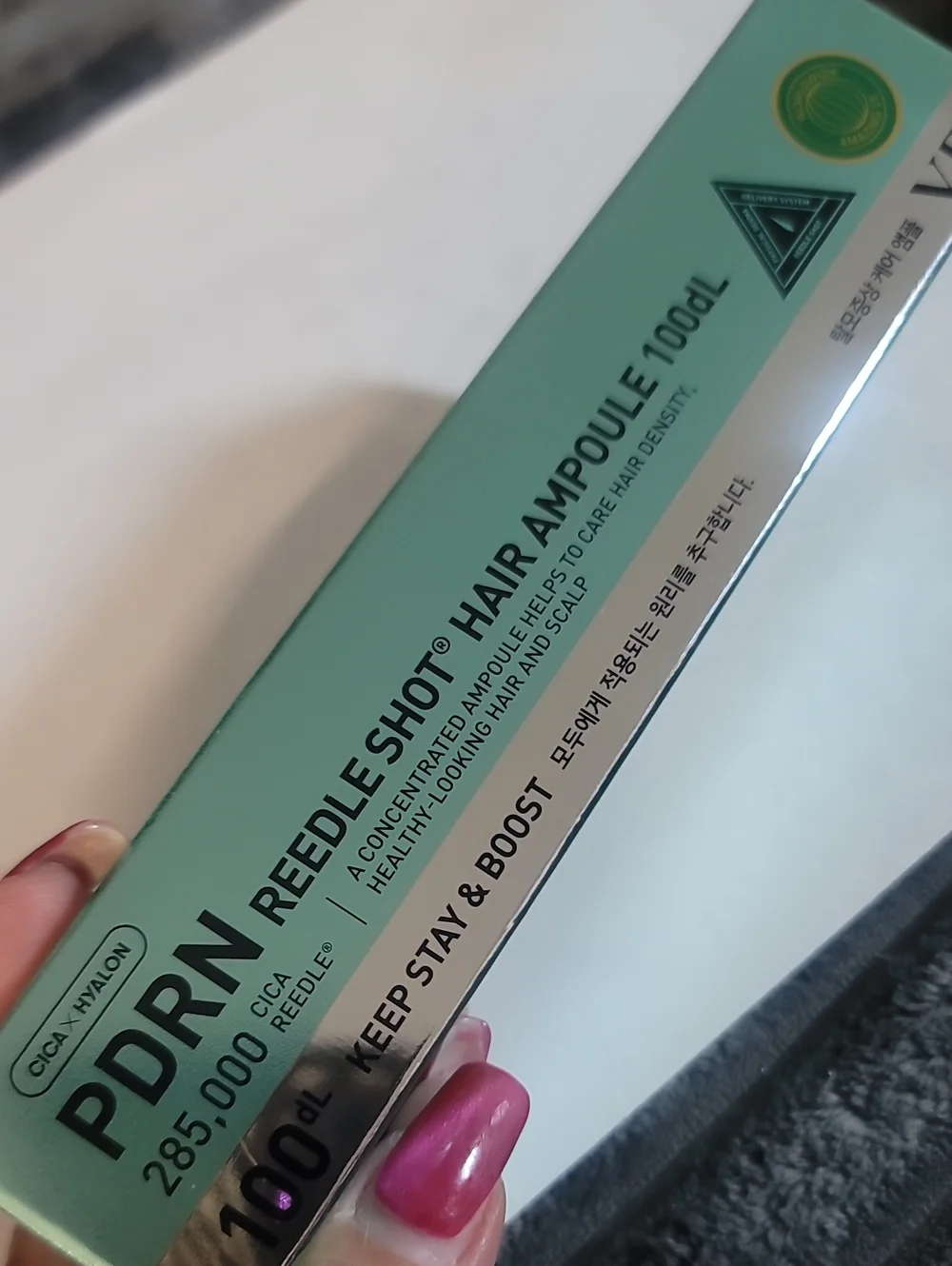 PDRN Reedle Shot Hair Ampoule 1000L - Mint Green Box
